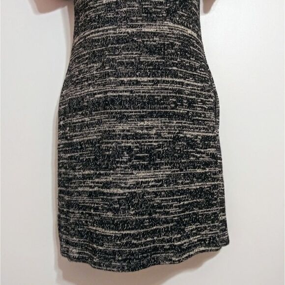 Forever 21 Shirred Sleeve Bodycon Sweater Dress Black Beige Small - Picture 4 of 10